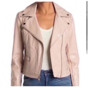 Guess Faux Leather Crop Blush Pink Moto Jacket NWT small